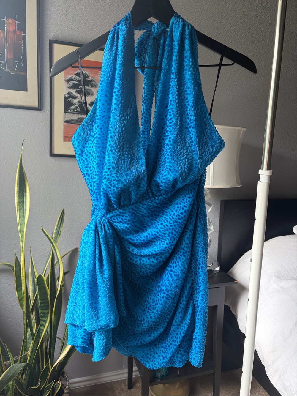 NBD Electric Blue Halter Mini Dress